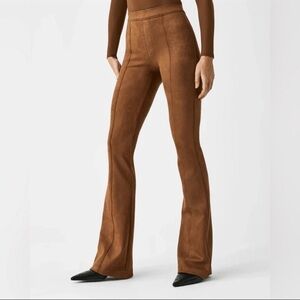 SPANX faux leather Brown flare Pants SZ XS NWT